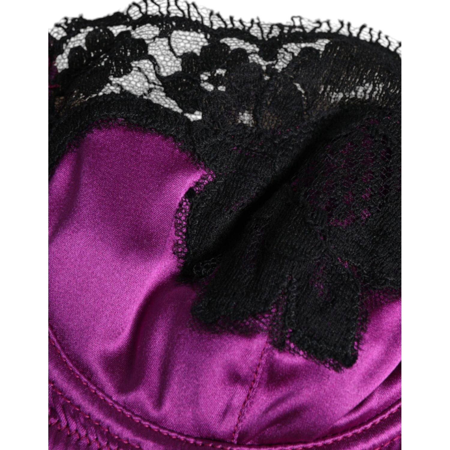 Dolce & Gabbana Purple Silk Underwired Balconette Bra Underwear