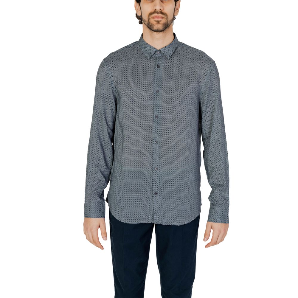 Armani Exchange Gray Viscose Pattern Shirt