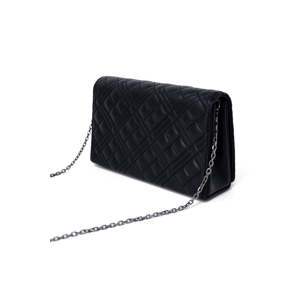 Love Moschino Bicolor Polyethylene Handbag with quilted design and golden chain, suitable for crossbody or shoulder wear.