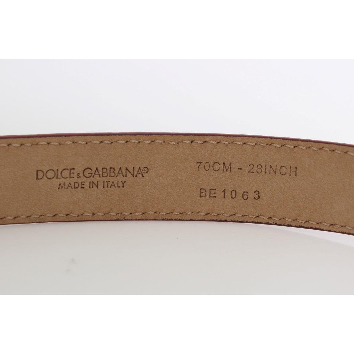 Dolce & Gabbana Pink Polka Snakeskin Silver Buckle Belt Belt