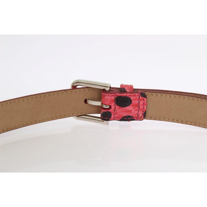 Dolce & Gabbana Pink Polka Snakeskin Silver Buckle Belt Belt
