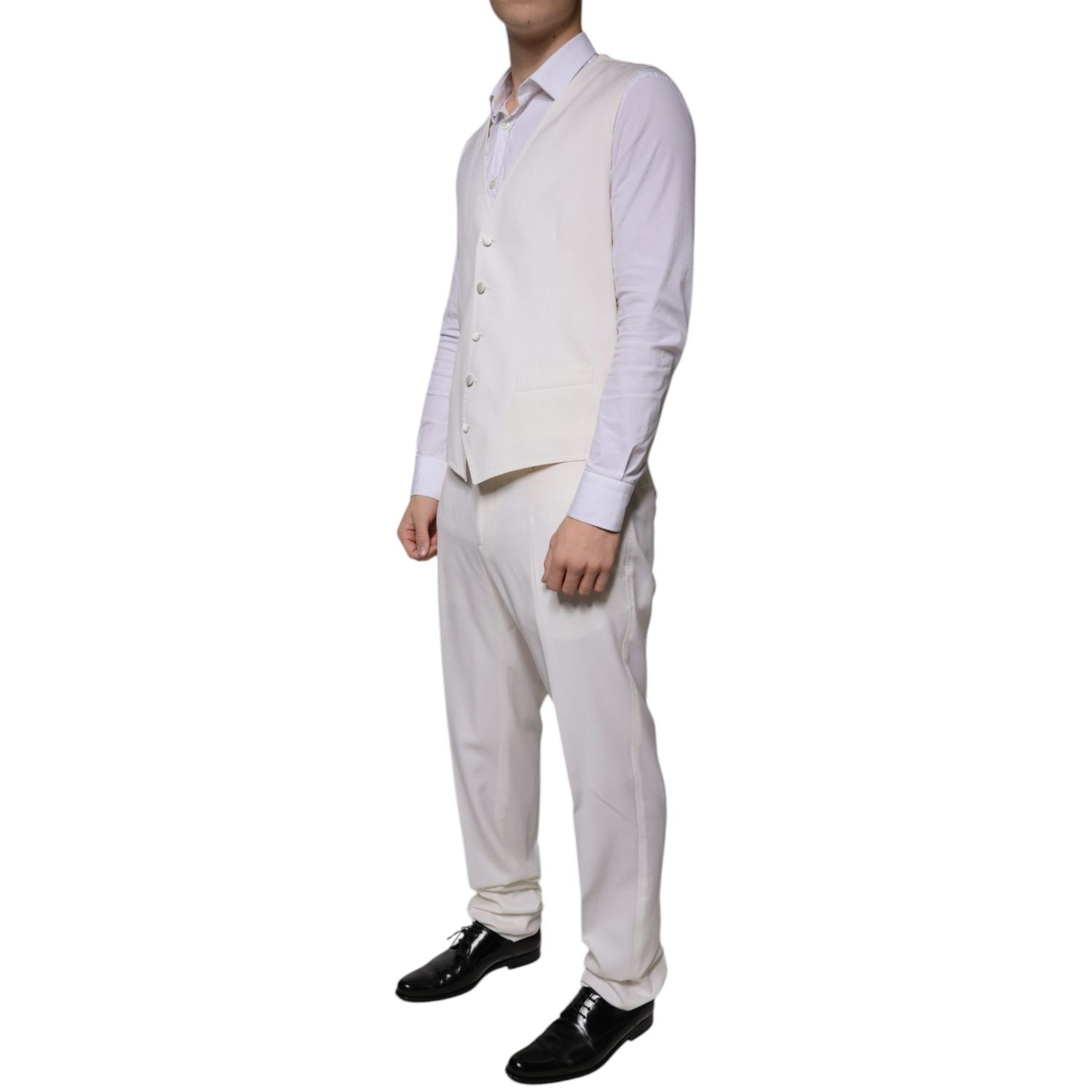 Dolce & Gabbana White Wool Silk 3 Piece SlimFit Formal Suit