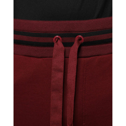 Dolce & Gabbana Dark Red Cotton Men Jogger Sweatpants Pants