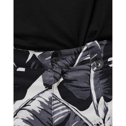 Dolce & Gabbana Gray Banana Leaf Cotton Stretch Capri Pants