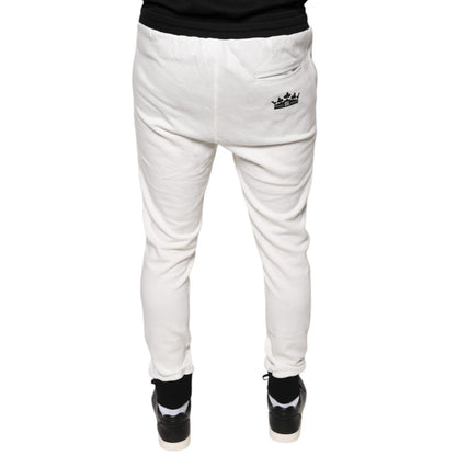 Dolce & Gabbana White Cotton Slim Men Jogger Sweatpants Pants