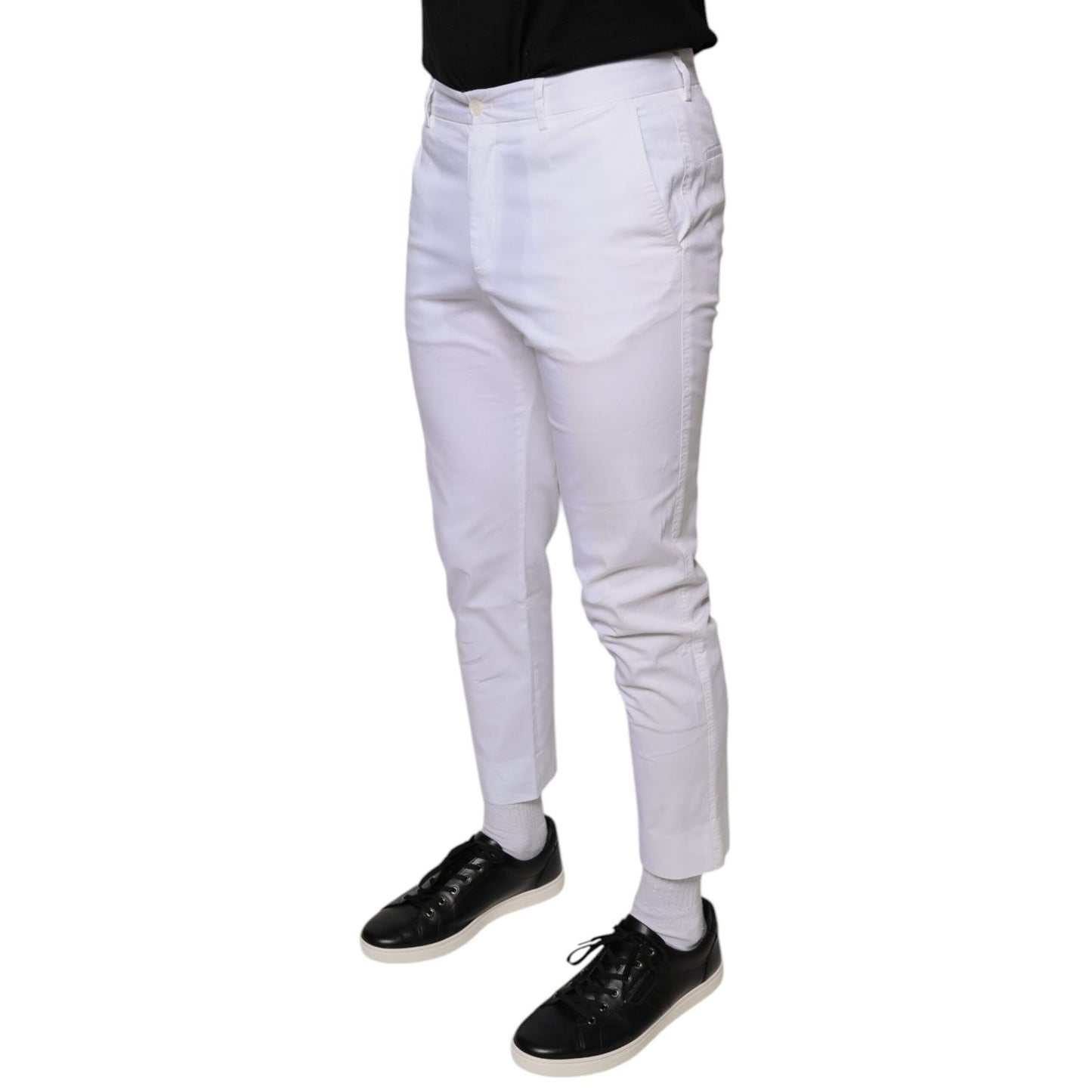 Dolce & Gabbana White Cotton Skinny Dress Pants