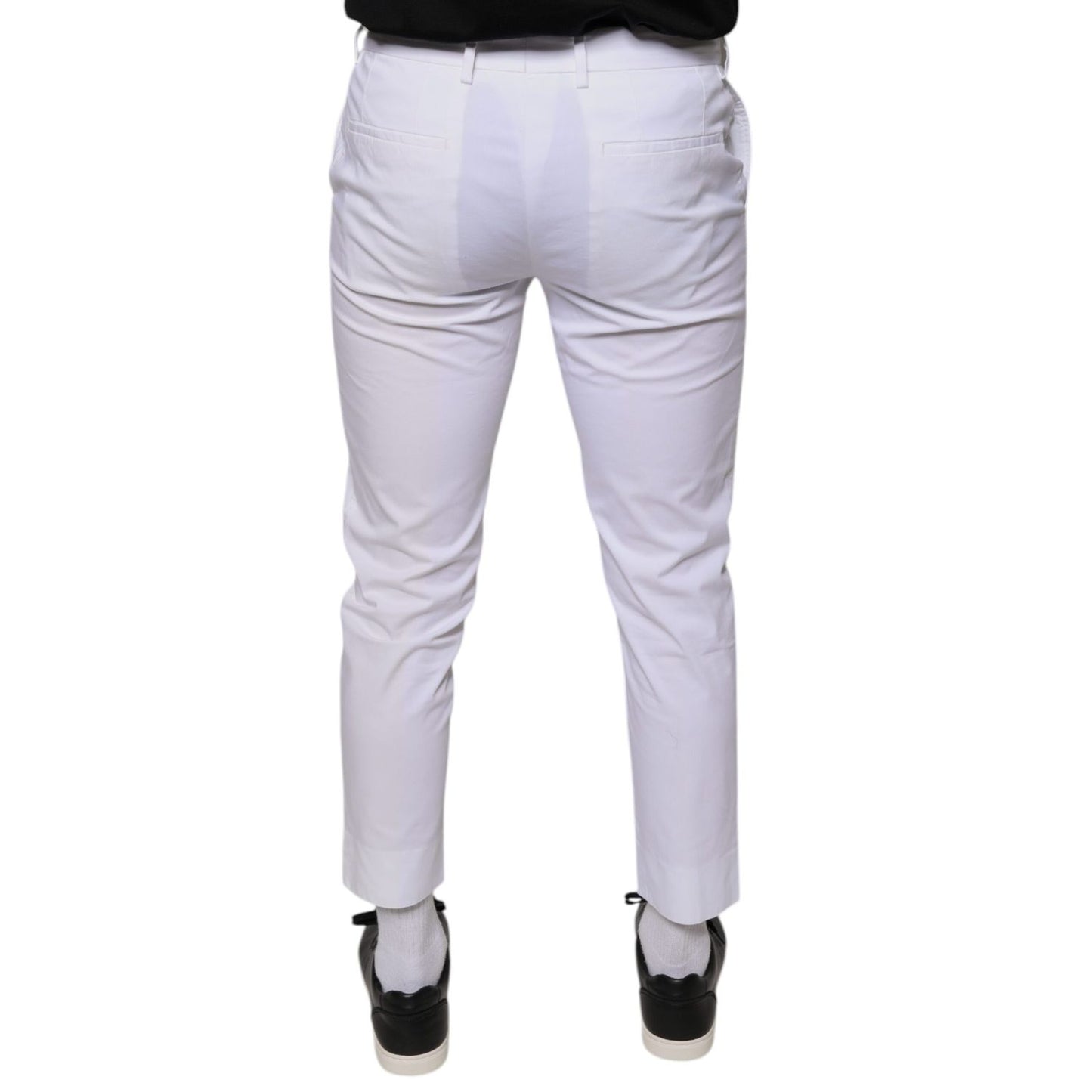 Dolce & Gabbana White Cotton Skinny Dress Pants