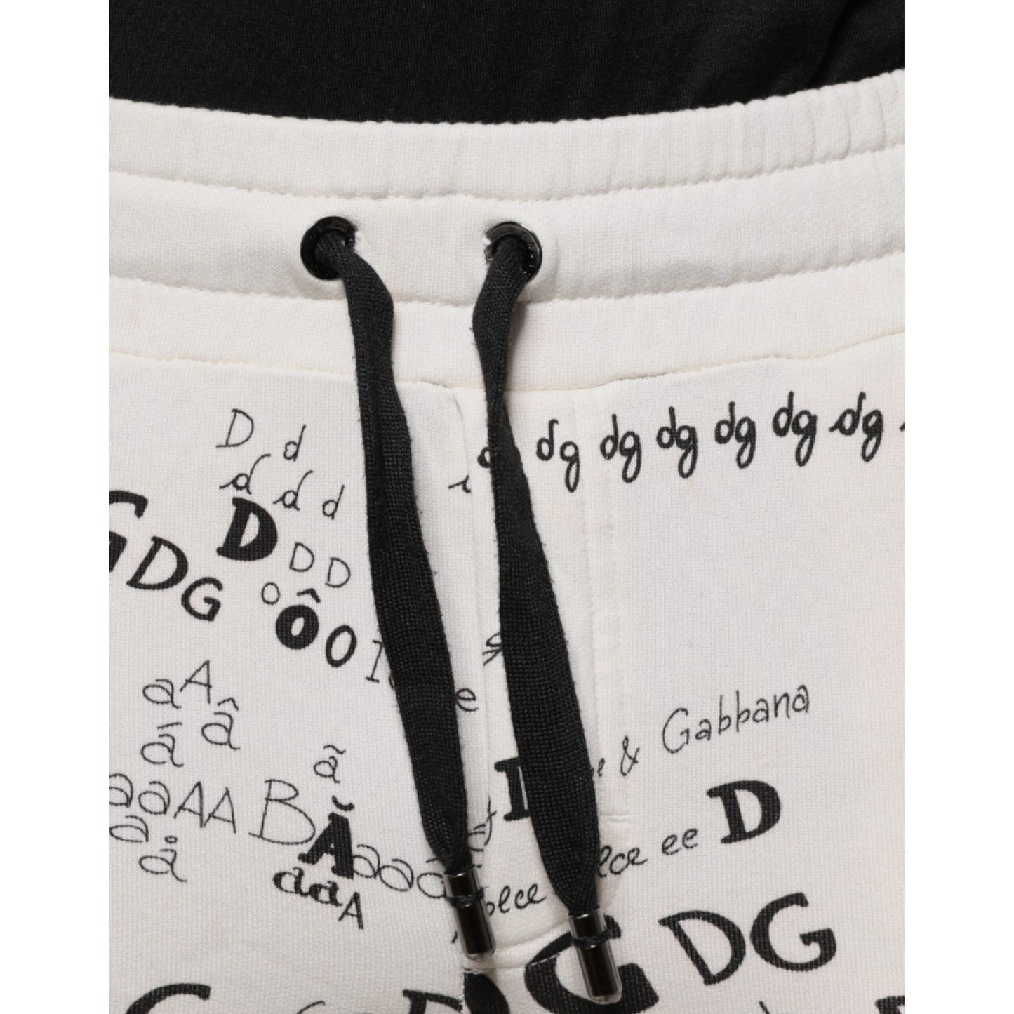 Dolce & Gabbana White Printed Cotton Jogger Sweatpants Pants