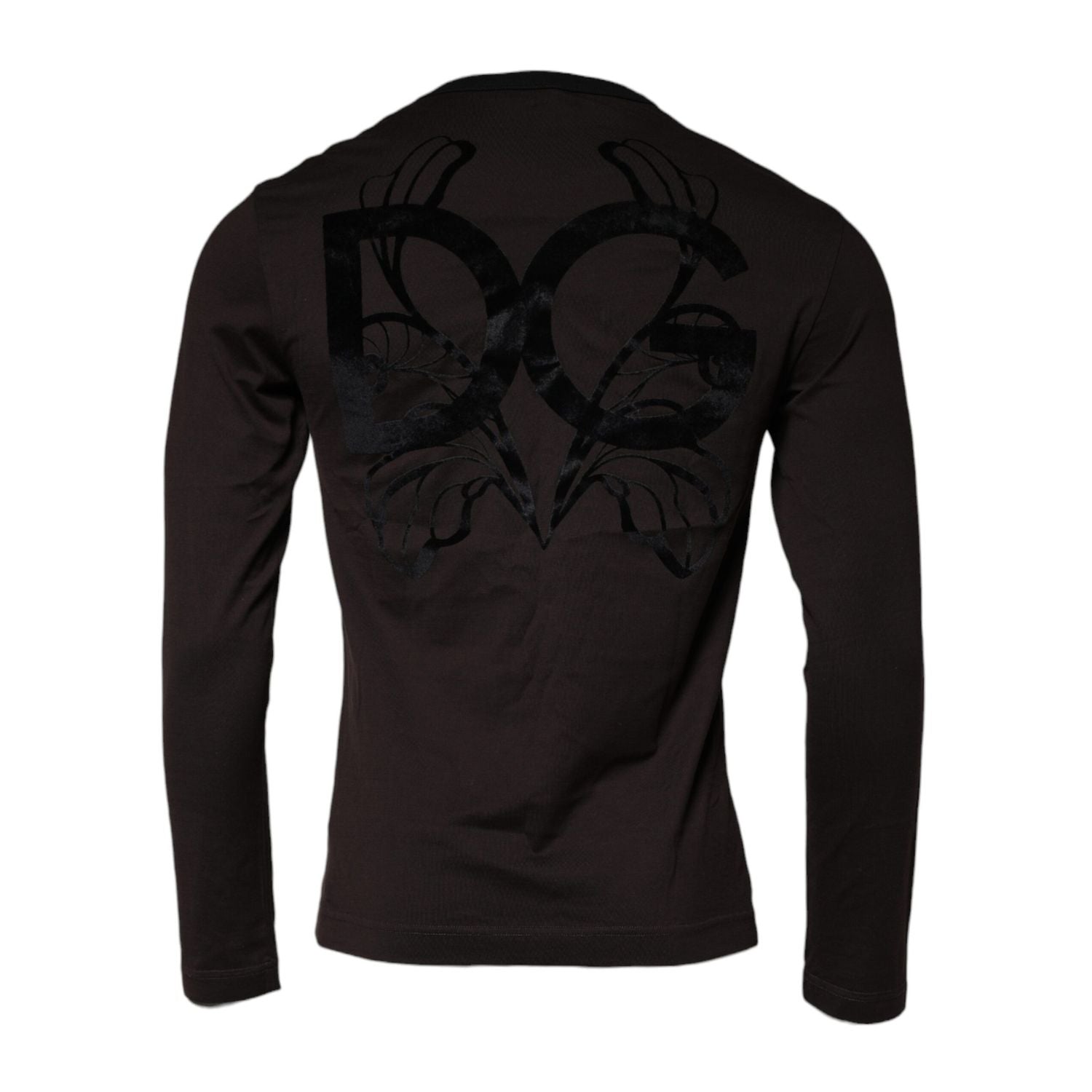 Dolce & Gabbana Brown Logo Cotton Crew Neck Pullover Sweater