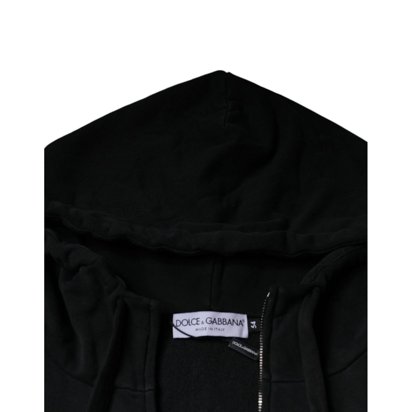 Dolce & Gabbana Black Logo Plaque Hooded Full Zip Sweater