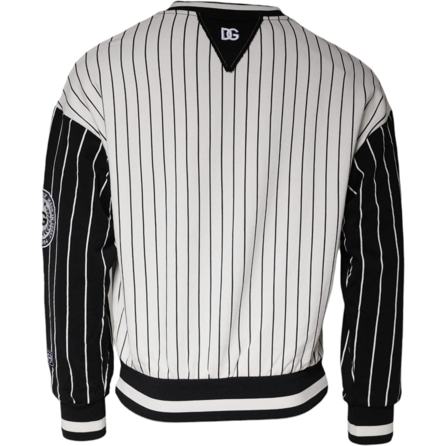 Dolce & Gabbana Black White Stripes Logo Sweatshirt Sweater