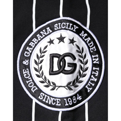 Dolce & Gabbana Black White Stripes Logo Sweatshirt Sweater