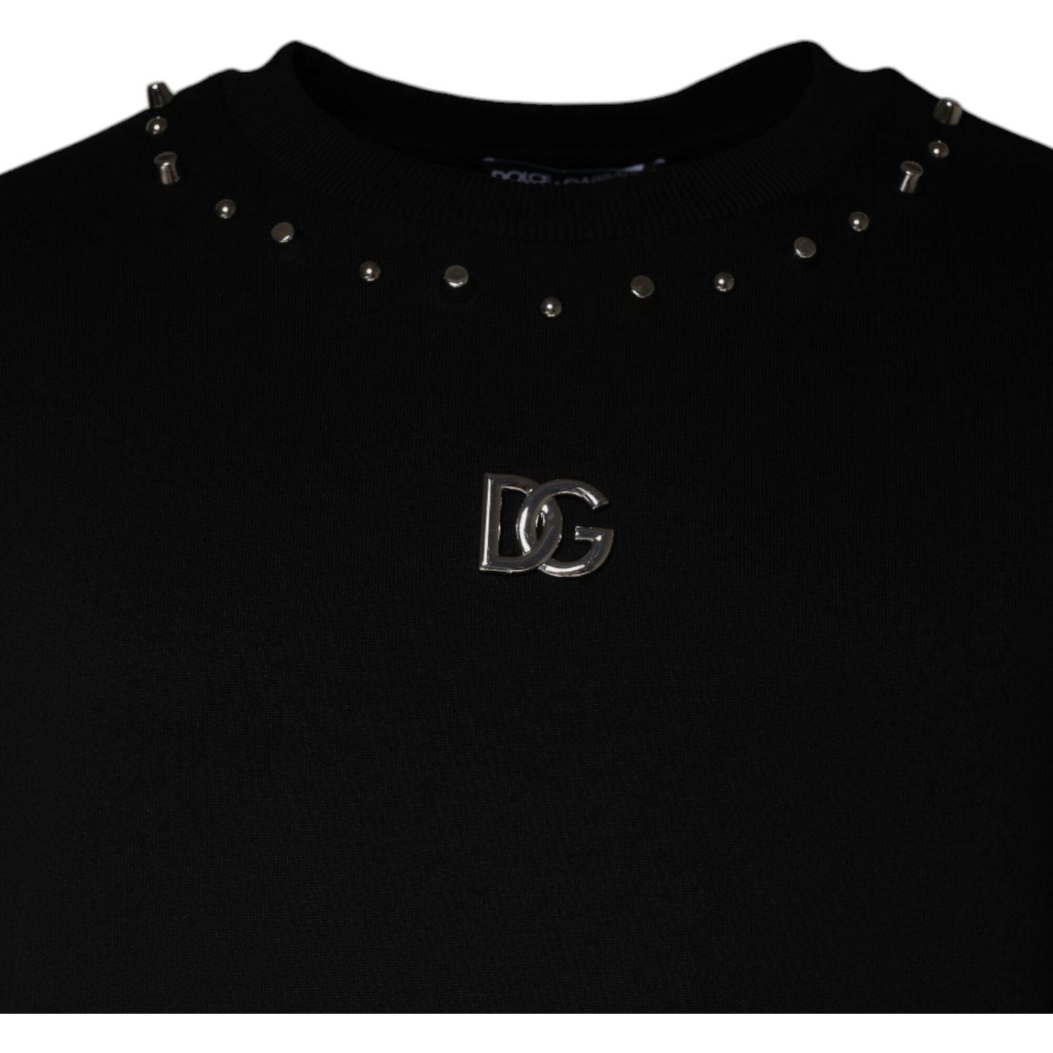 Dolce & Gabbana Black Logo Stud Pullover Sweatshirt Sweater