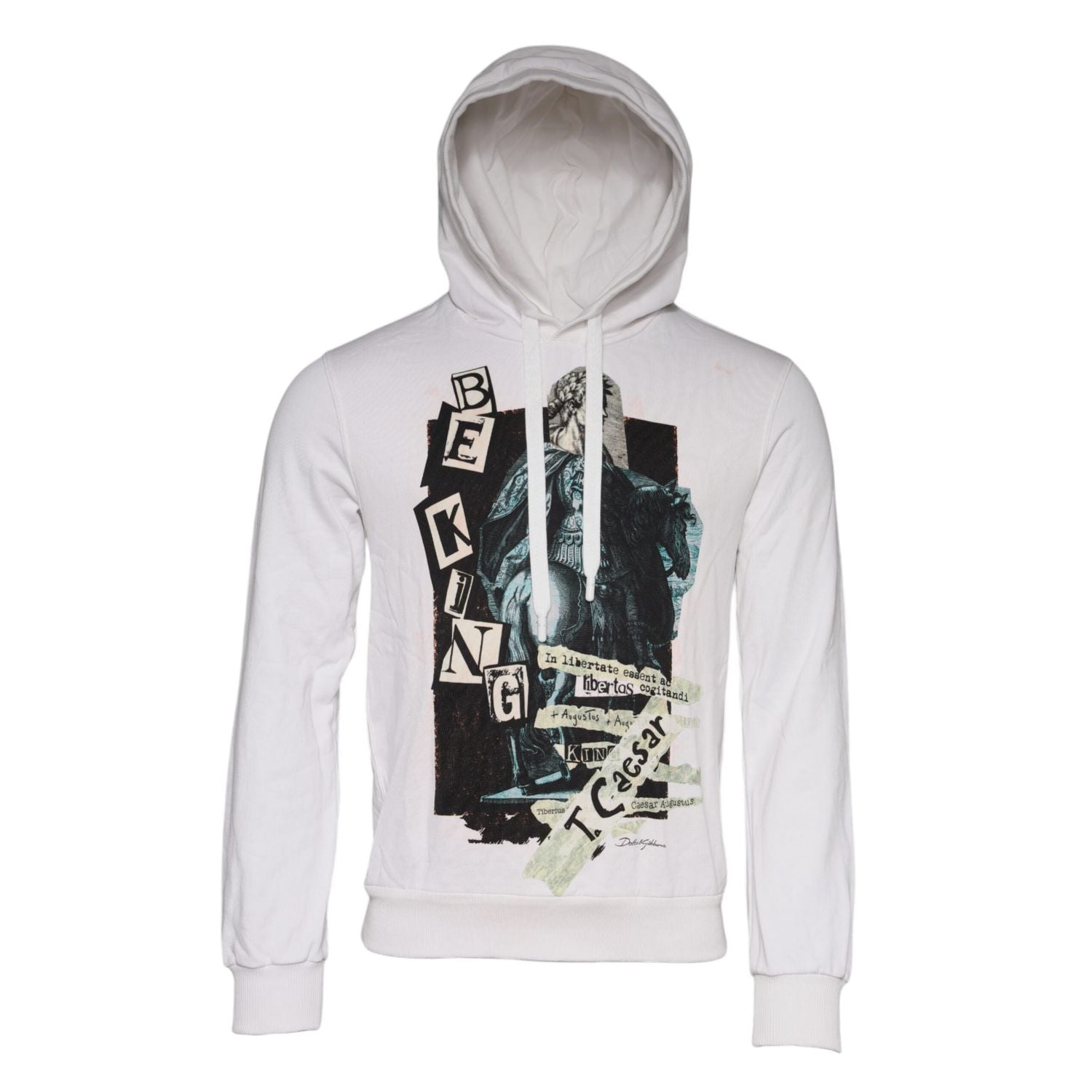 Dolce & Gabbana White Caesar Cotton Hooded Pullover Sweater