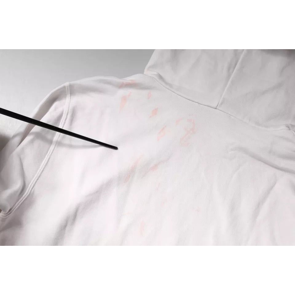 Dolce & Gabbana White Caesar Cotton Hooded Pullover Sweater