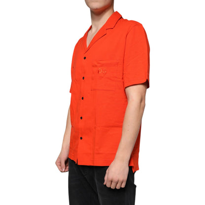 Dolce & Gabbana Orange Cotton Button Down Casual Polo Shirt