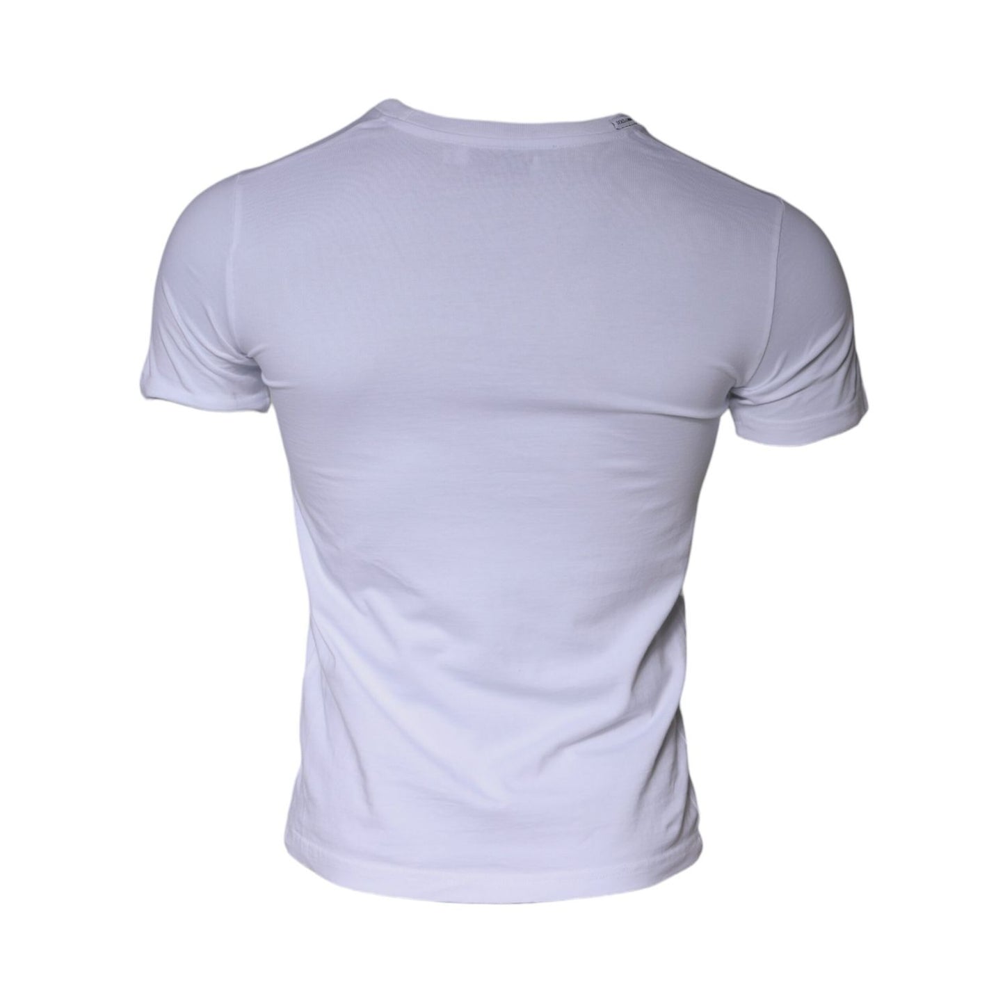 Dolce & Gabbana White Logo Print Cotton Crew Neck T-shirt