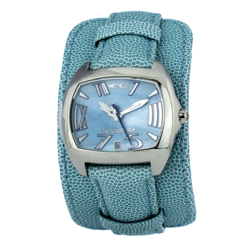 Chronotech Green Leather Dress Watch