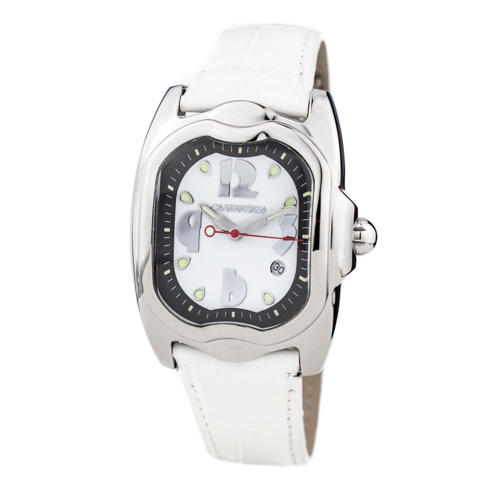 Chronotech White Leather Dress Watch
