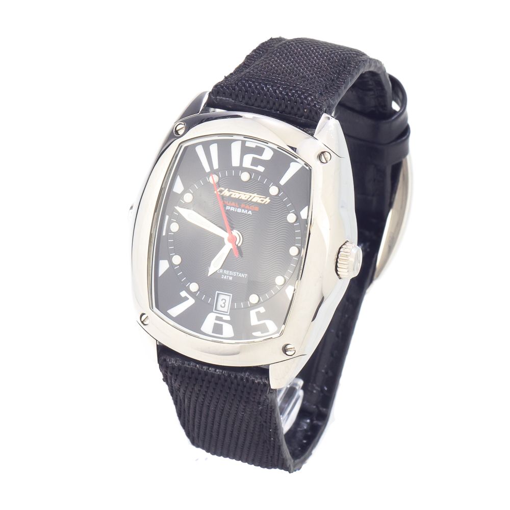 Chronotech Black Leather Dress Watch