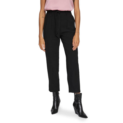 Vila Clothes Black Viscose Cropped Pants