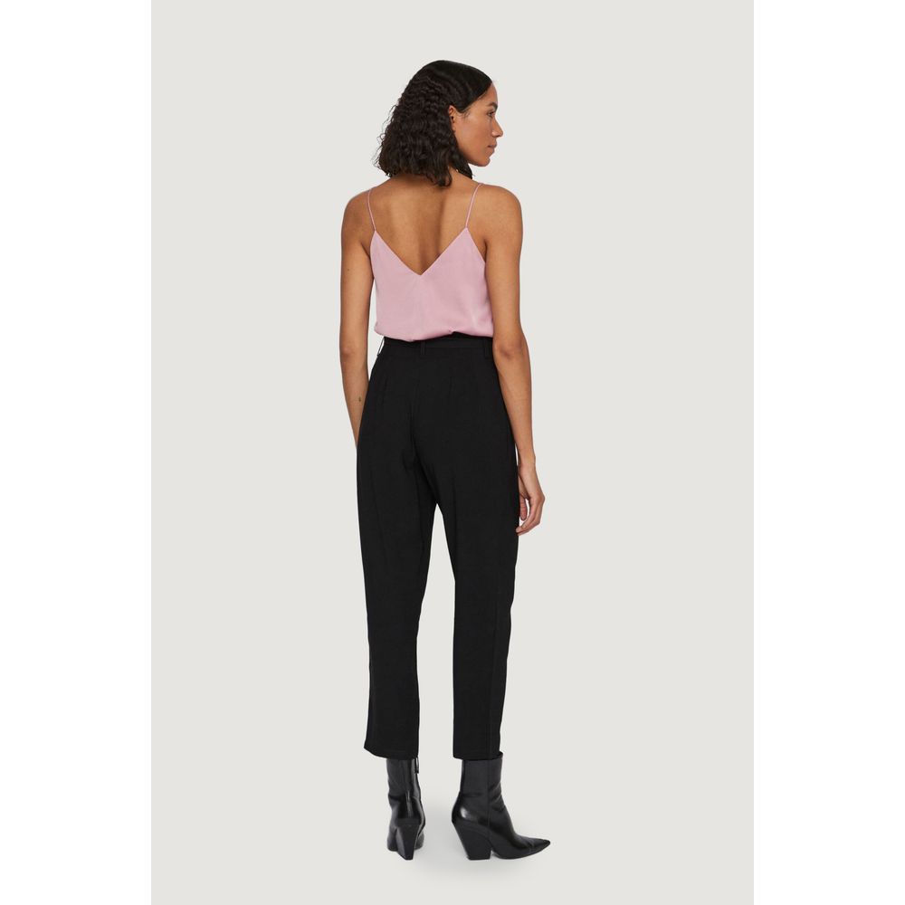 Vila Clothes Black Viscose Cropped Pants