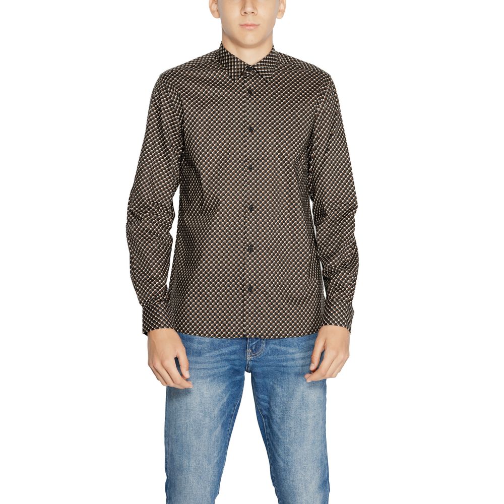 Antony Morato Brown Cotton Pattern Shirt