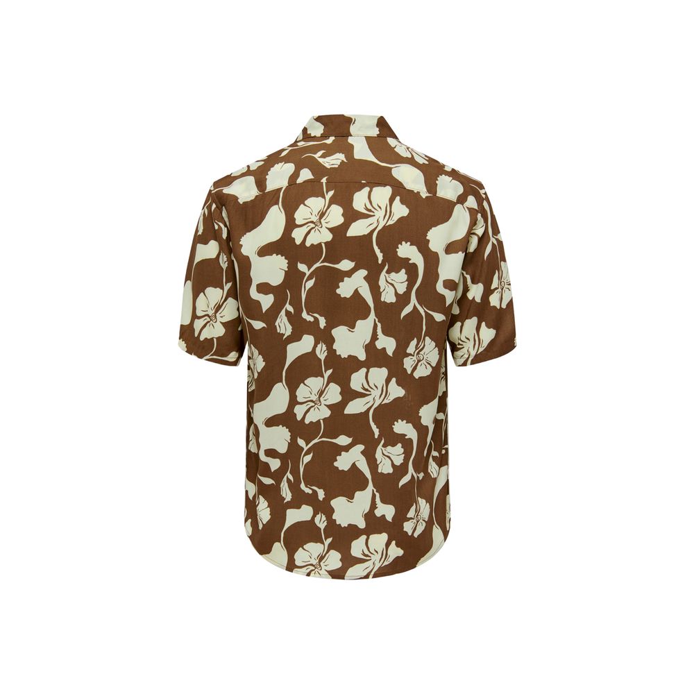 Only & Sons Brown Viscose Shortsleeve Shirt