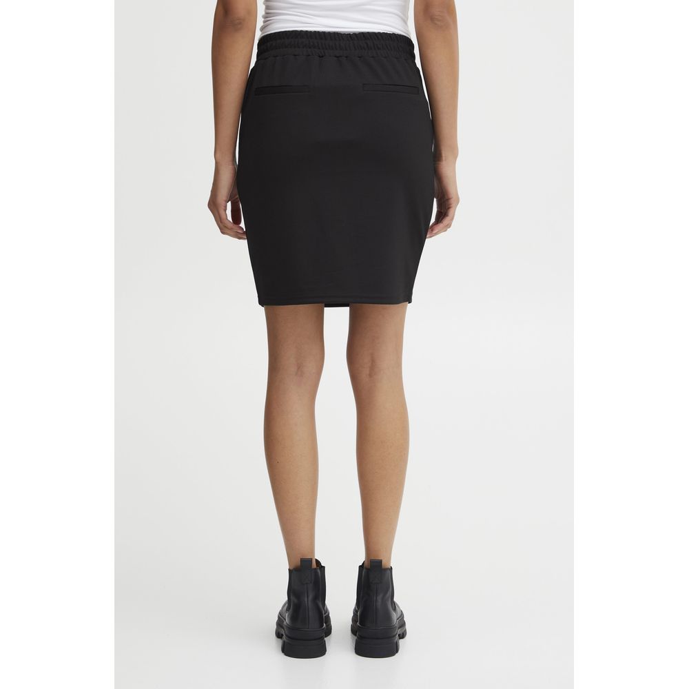 ICHI Black Polyester Mini Skirt