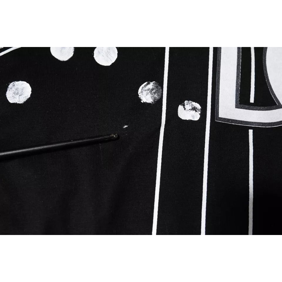 Dolce & Gabbana Black Cotton Polka Dots Round Neck T-shirt