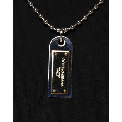 Dolce & Gabbana Black Cotton Necklace Embellished T-shirt