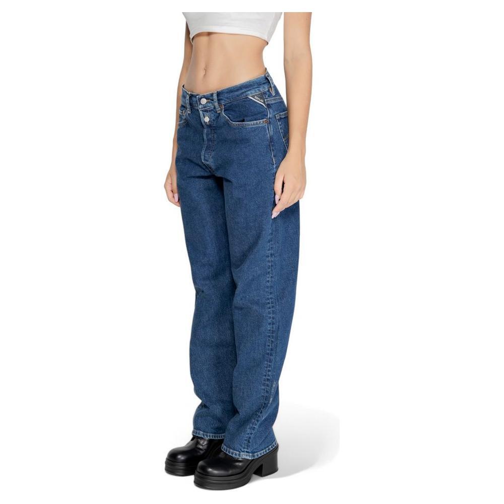 Replay Blue Cotton Mom Jeans