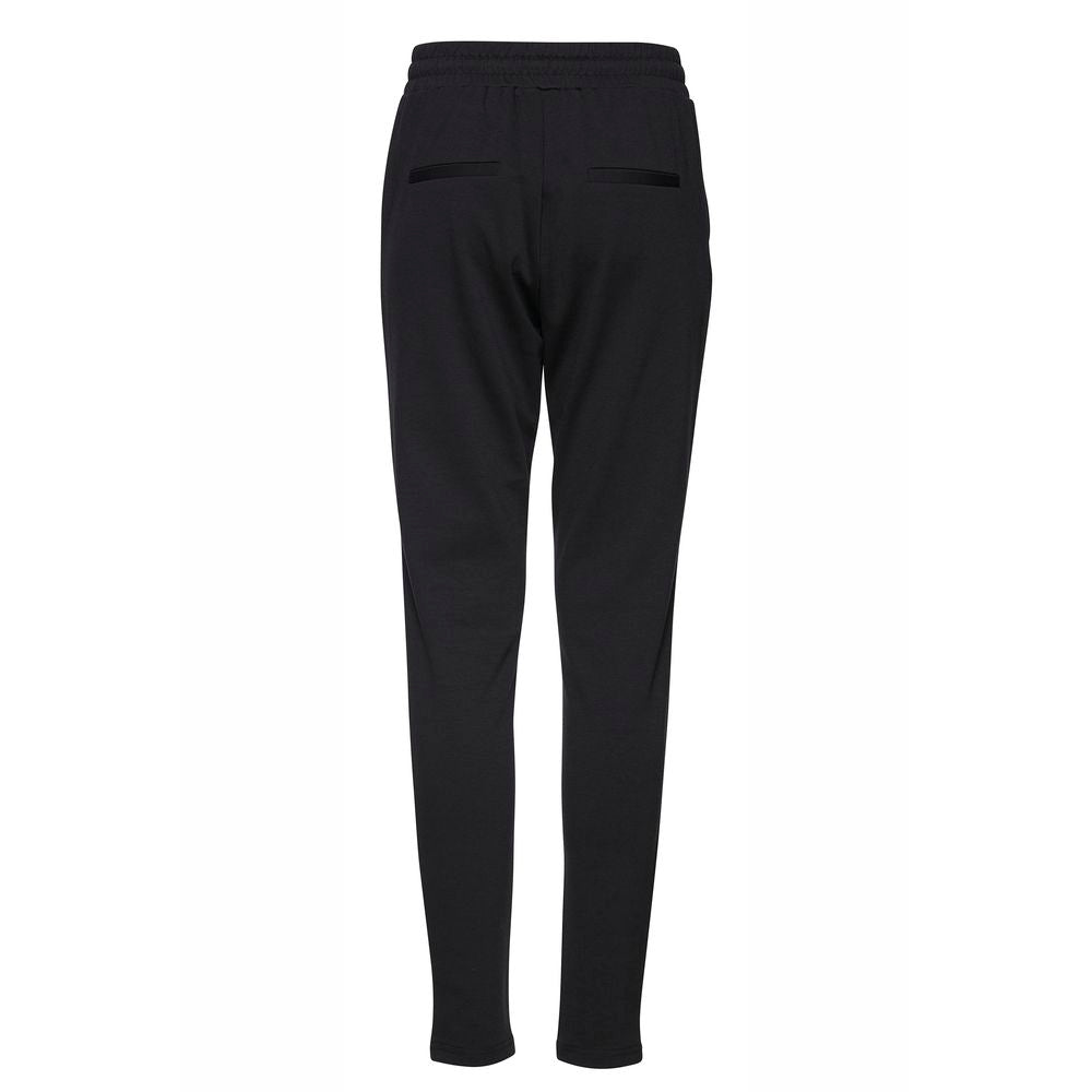 ICHI Black Polyester Casual Pants