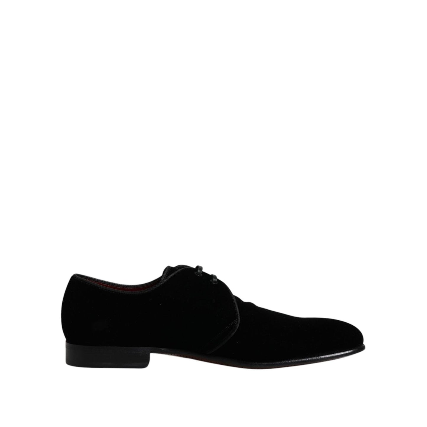 Dolce & Gabbana Black Velvet Leather Lace Up Derby Shoes