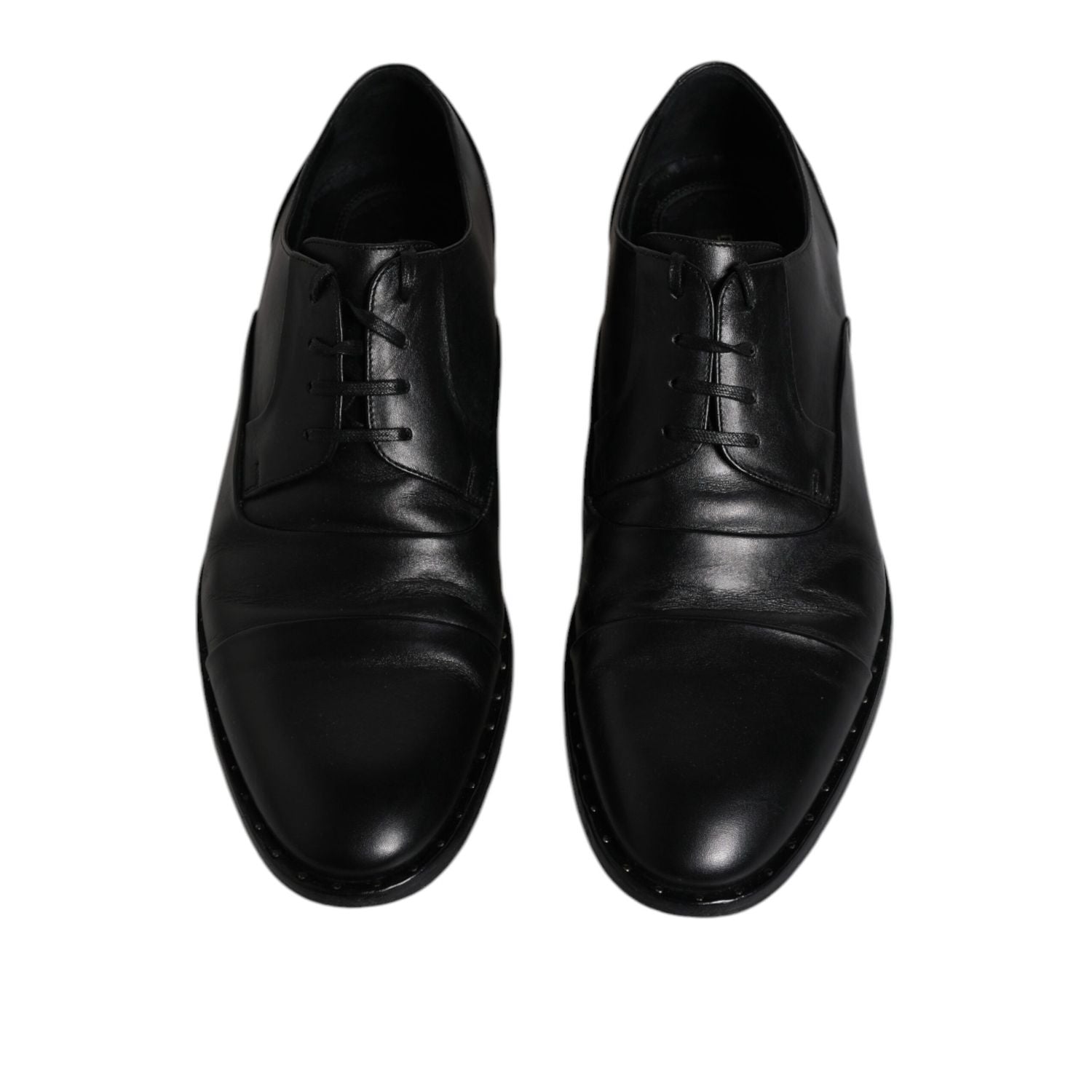 Dolce & Gabbana Black Leather Lace Up Men Derby Formal Shoes