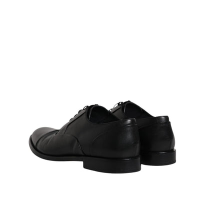 Dolce & Gabbana Black Leather Lace Up Men Derby Formal Shoes