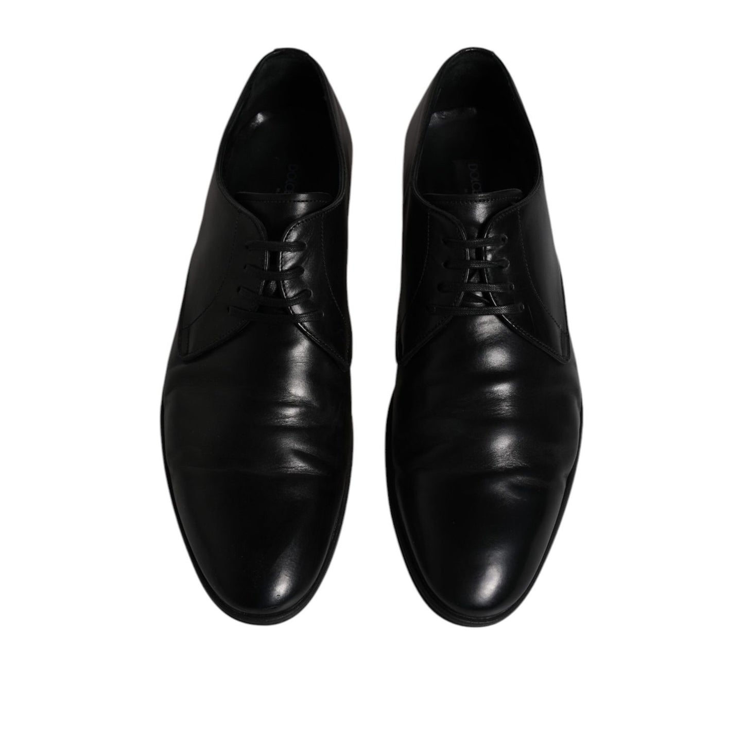 Dolce & Gabbana Black Leather Lace Up Men Derby Formal Shoes
