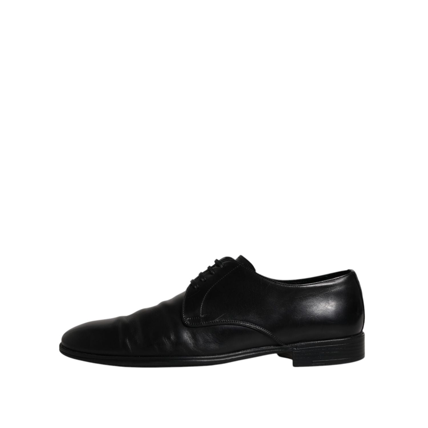 Dolce & Gabbana Black Leather Lace Up Men Derby Formal Shoes