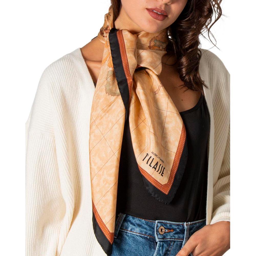 Alviero Martini Prima Classe Beige Silk Scarf AL-7286000309-ONE SIZE