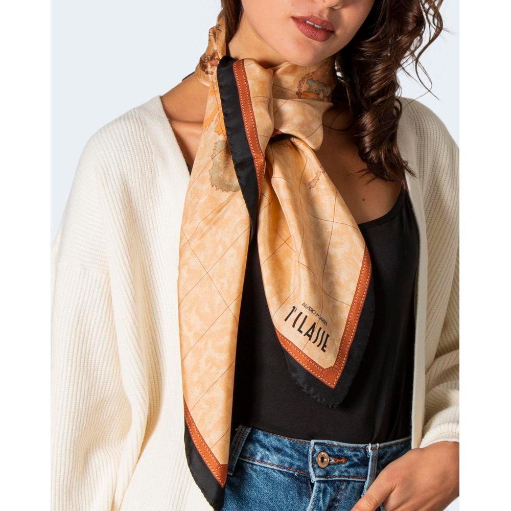 Alviero Martini Prima Classe Beige Silk Scarf AL-7286000309-ONE SIZE