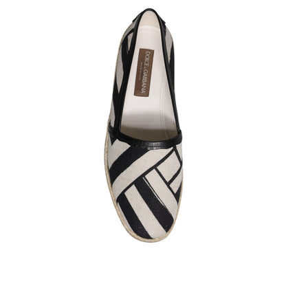 Dolce & Gabbana Black White Stripes Slip On Espadrille Shoes