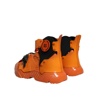 Dolce & Gabbana Orange Multi Panel Chunky High Top Sneakers Shoes