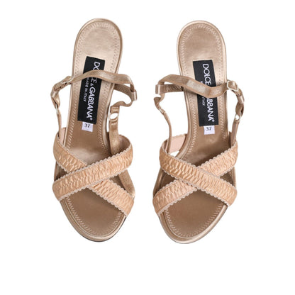Dolce & Gabbana Beige Keira Slingback Heels Sandals Shoes