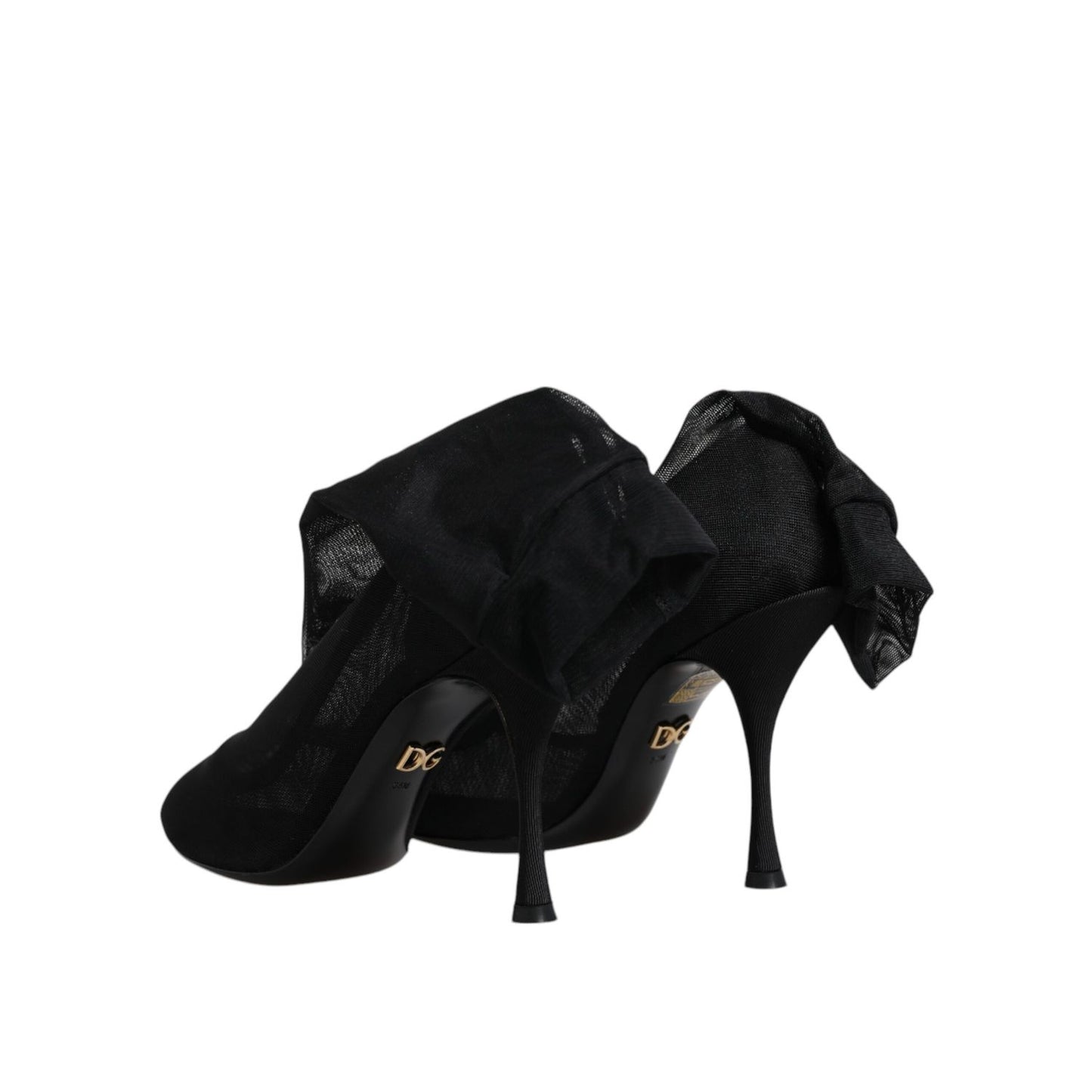 Dolce & Gabbana Black Silk Stretch Mesh Sock Boots Shoes