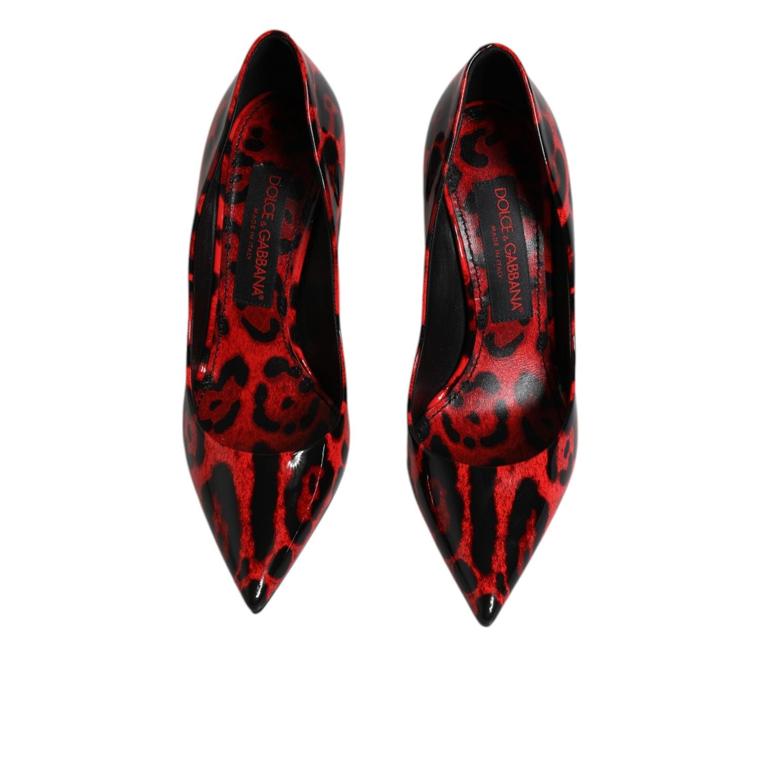 Dolce & Gabbana Red Leopard Leather Stiletto High Heels Pumps Shoes