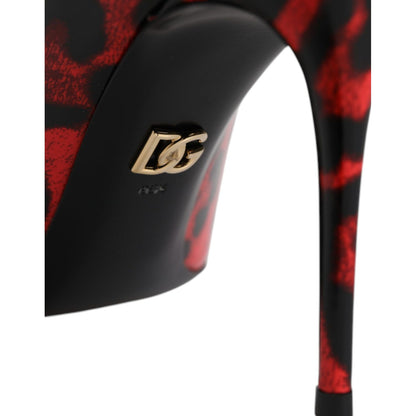 Dolce & Gabbana Red Leopard Leather Stiletto High Heels Pumps Shoes