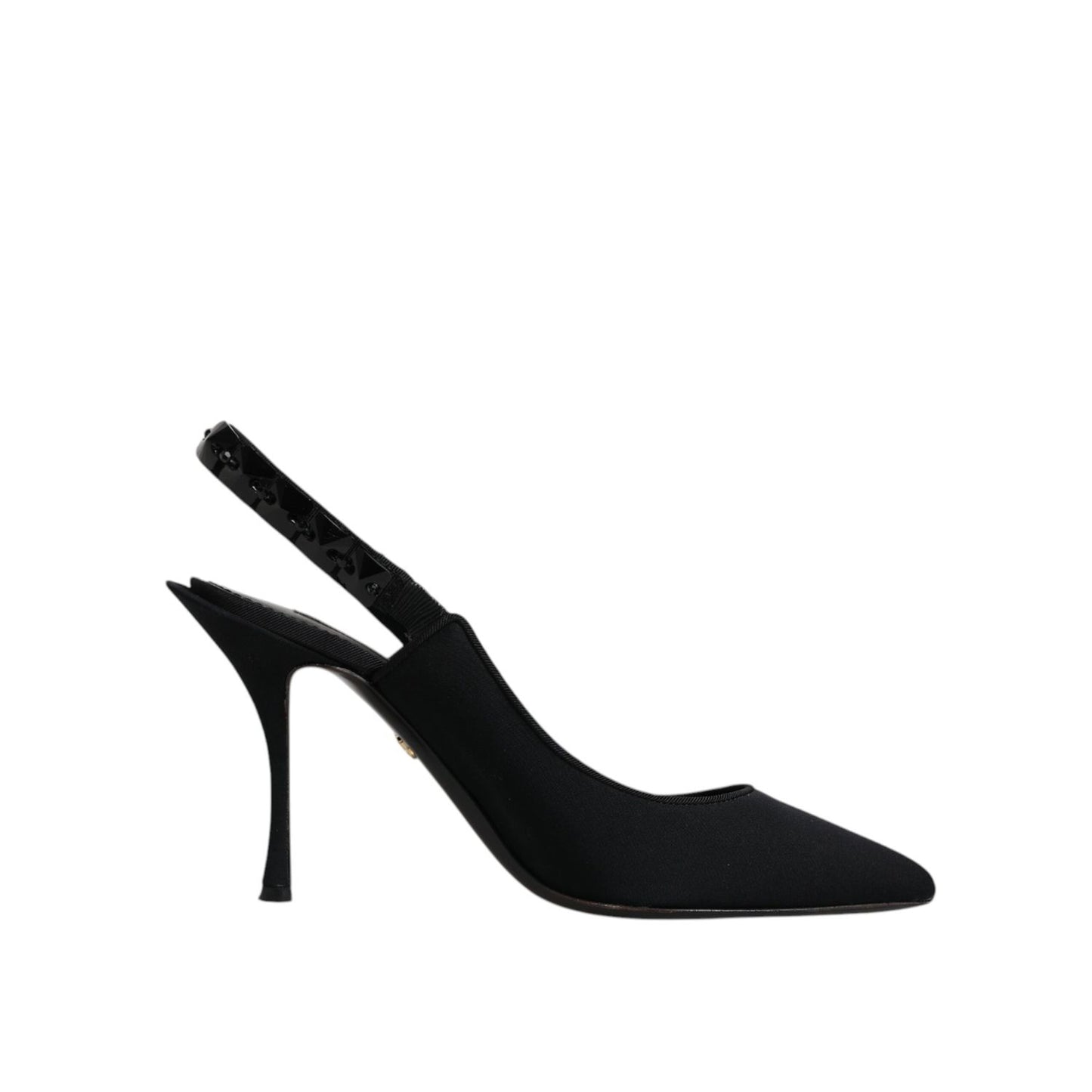 Dolce & Gabbana Black Embellished Charmeuse Slingback Shoes