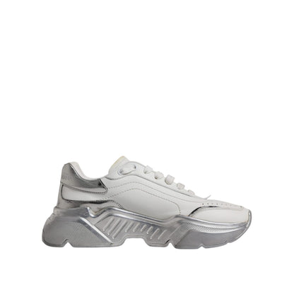 Dolce & Gabbana White Silver Daymaster Low Top Sneakers Shoes