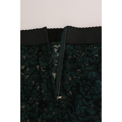 Dolce & Gabbana Green Floral Lace Leggings Pants