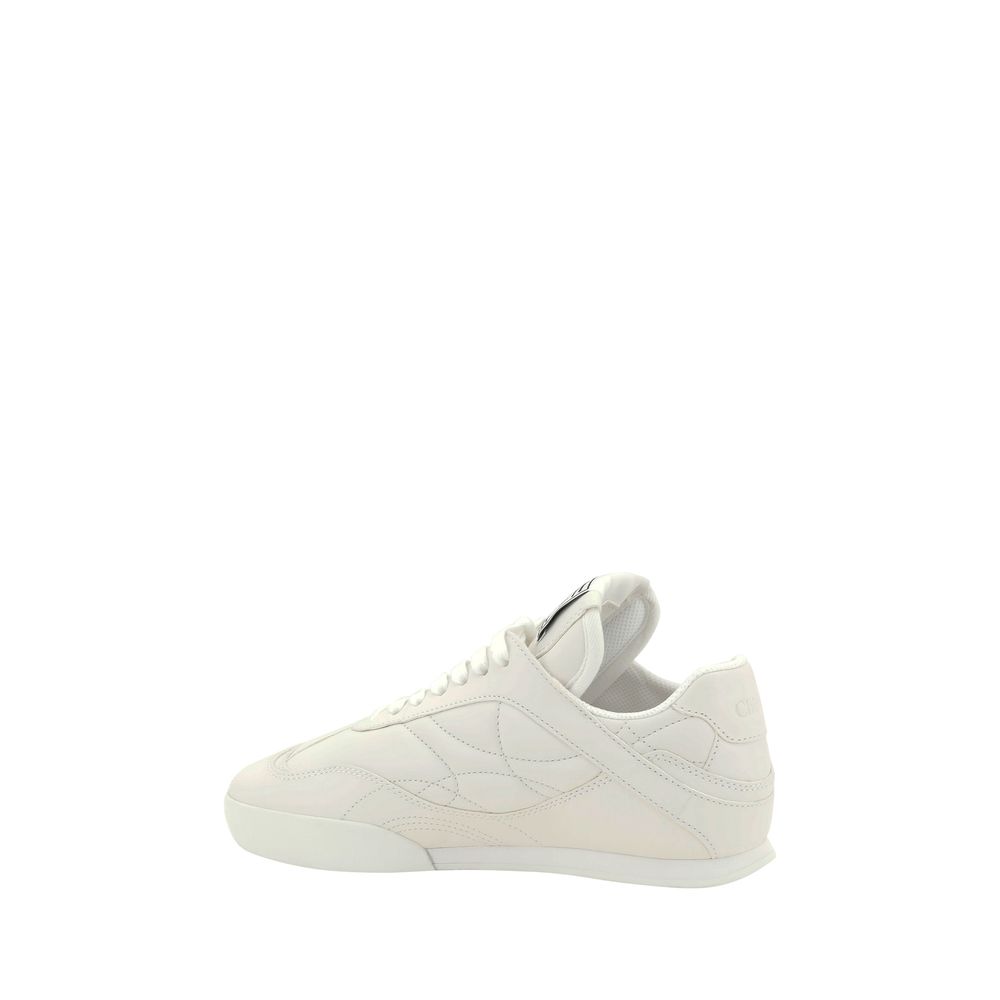 Chloé White Calf Leather Bos Taurus Low Top Sneakers with paneled design and front lace-up closure for comfort and style.